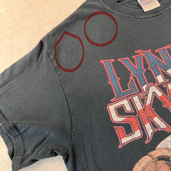 Lynyrd Skynyrd Y2K Eagle T-shirt Men's size Medium Black Faded Gildan Tag - Picture 6 of 7